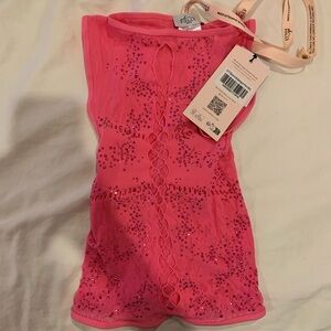 Oh Polly bubblegum Hot pink sequin body on top - very stretchy NWT